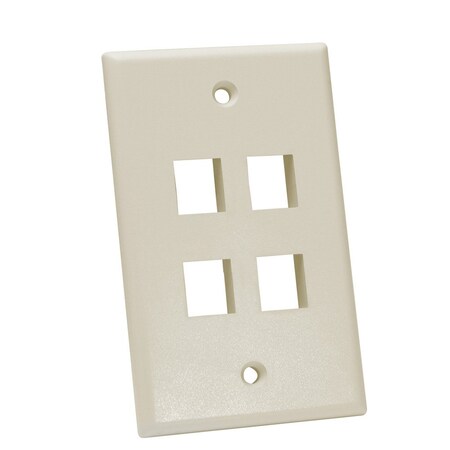 Quest Technology International Keystone Wall Plate, Single-Gang - 4 Ports, Almond NFP-1049